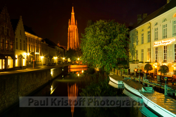 Canal in Brugge at sunset