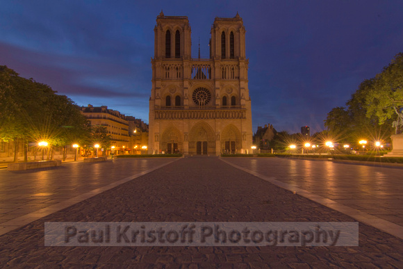 Notre Dame front at sunrise